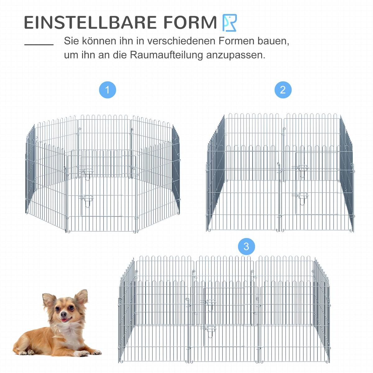 PawHut Freilaufgehege silber Metall