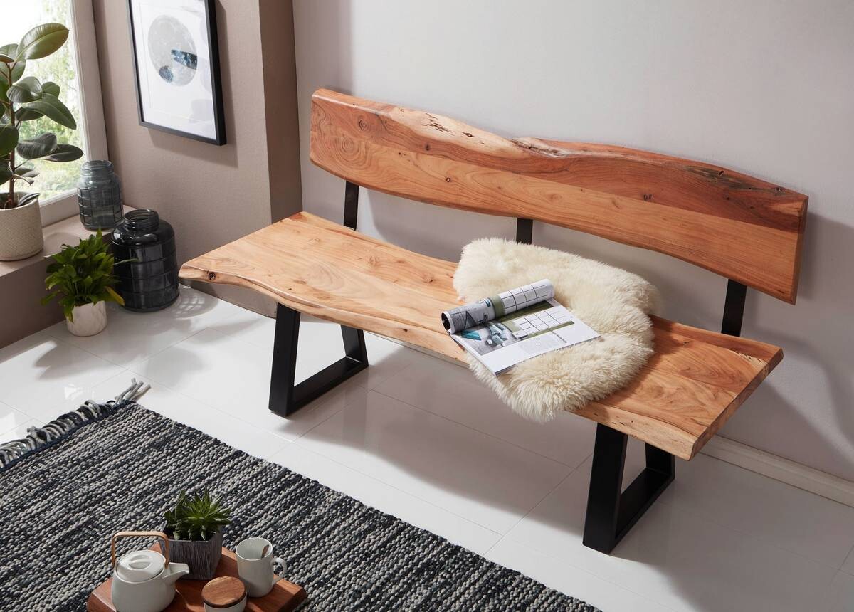 Eckbank natur schwarz B/H/T: ca. 160x85,5x60 cm