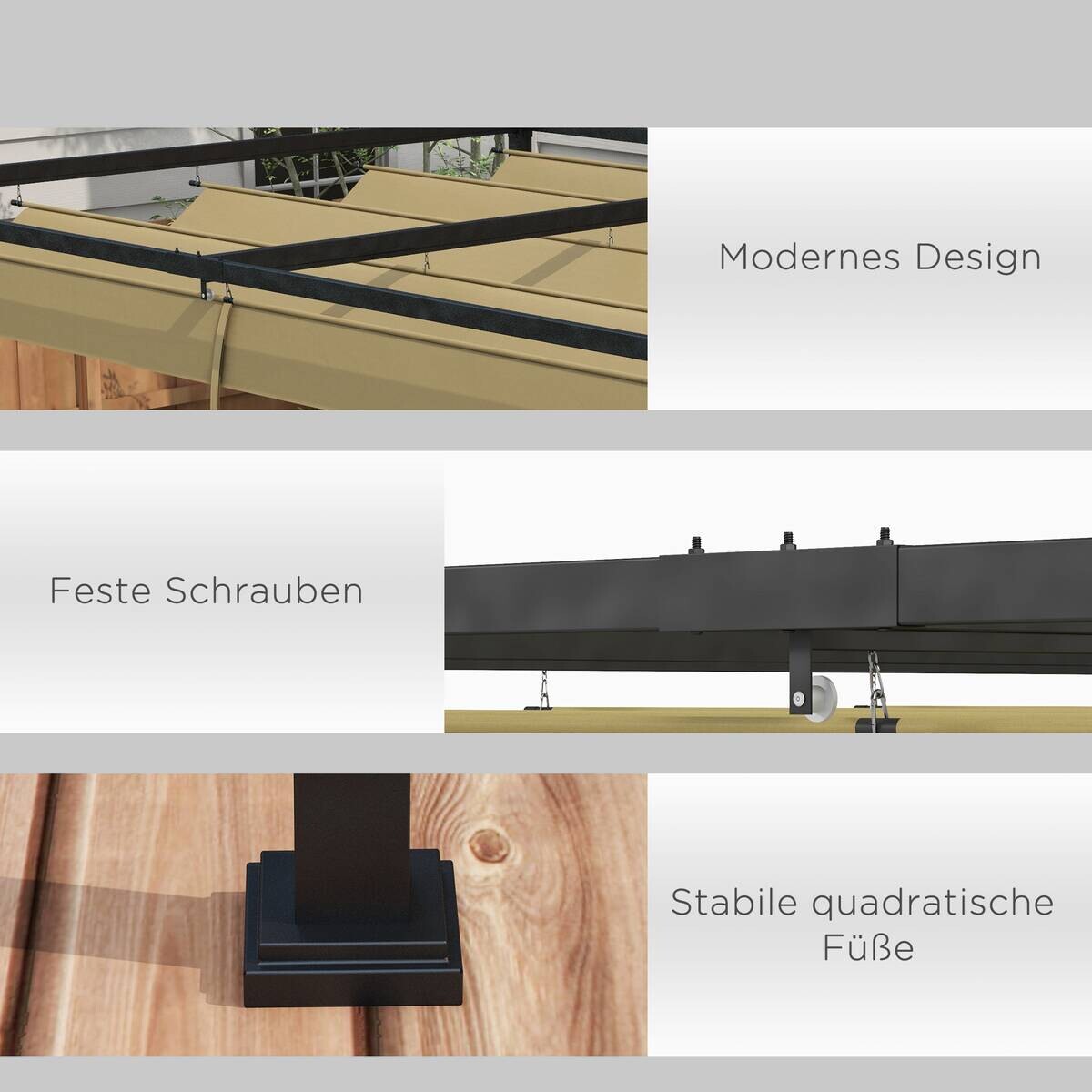 Outsunny Pergola khaki Polyester B/H/L: ca. 300x222x400 cm