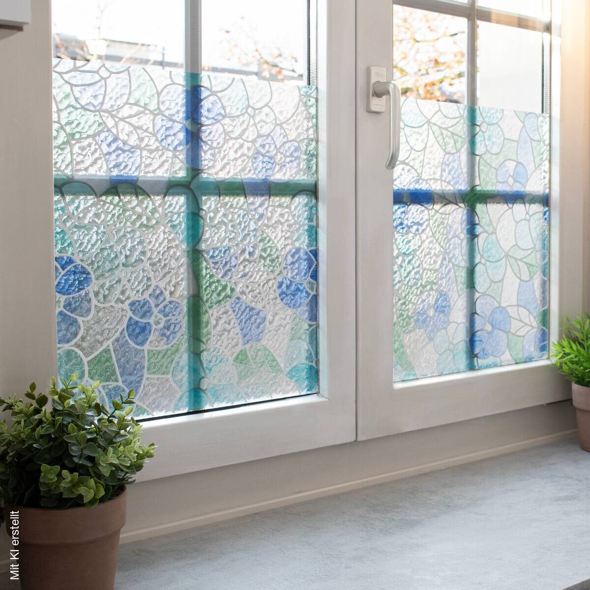 d-c-fix Dekofolie Ornamentglas blau türkis B/L: ca. 45x200 cm