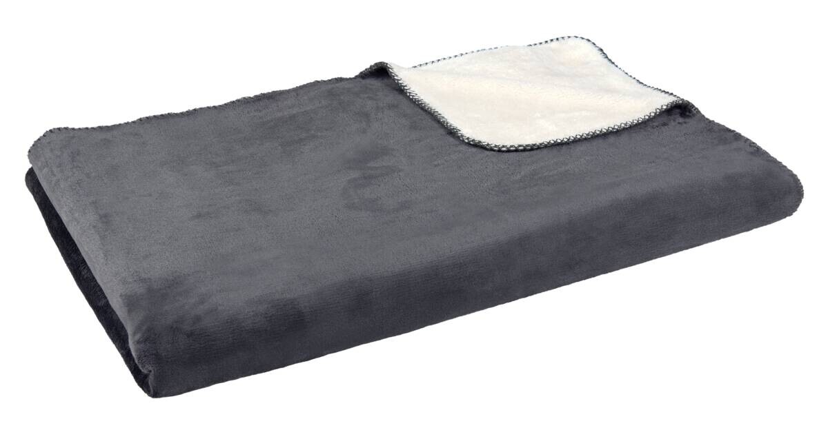 Wohndecke anthrazit 100% Polyester B/L: ca. 150x200 cm