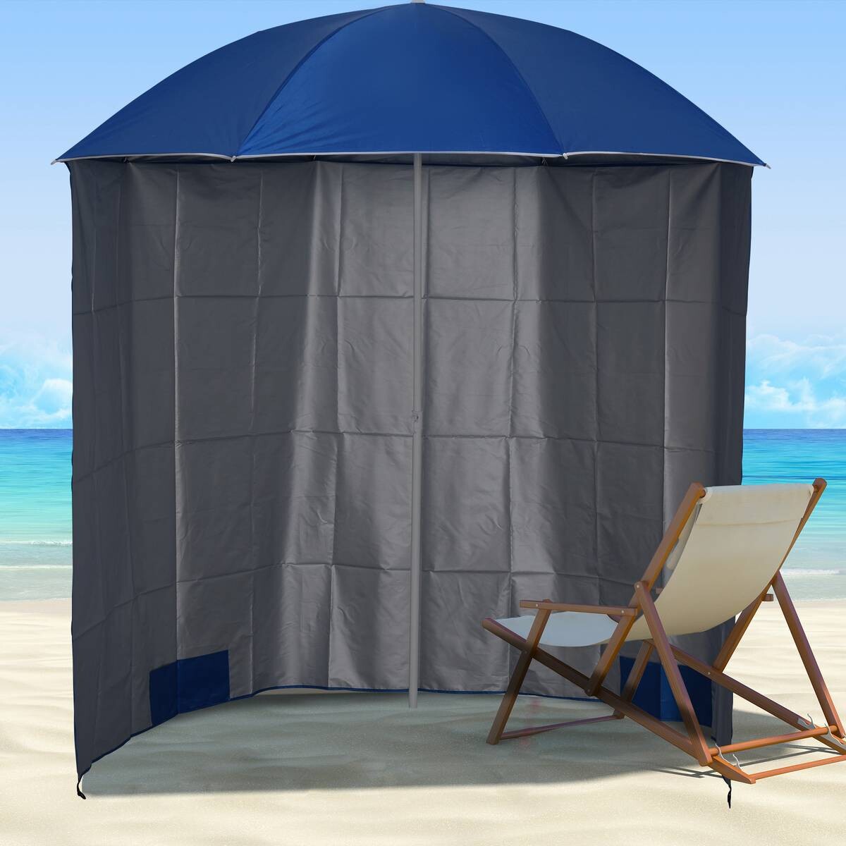Outsunny Sonnenschirm blau Metall D: ca. 220 cm