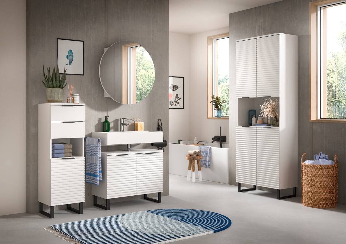 Waschbeckenunterschrank Riff weiß B/H/T: ca. 70x59x34 cm