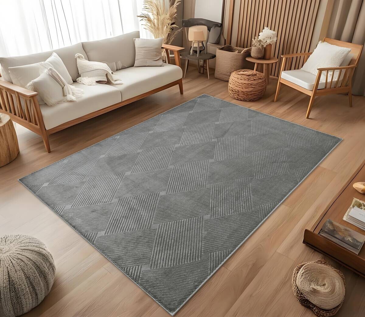 Fellimitat Monaco grau B/L: ca. 120x160 cm