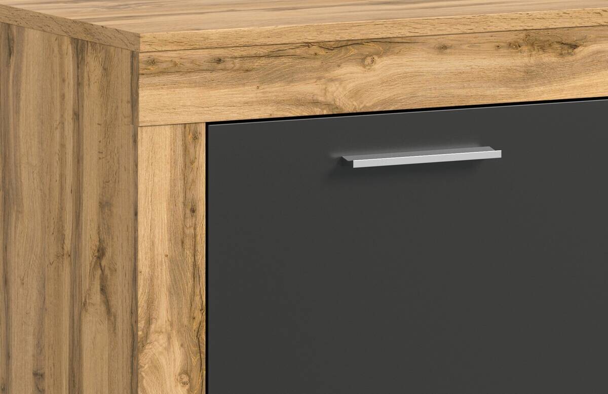 Wohnwand Jam Eiche Wotan Nachbildung grau B/H/T: ca. 255x159x35 cm