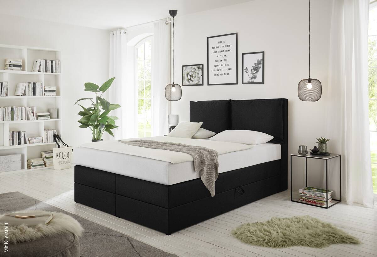 Boxspringbett Lissy schwarz Liegefläche B/L: ca. 140x200 cm