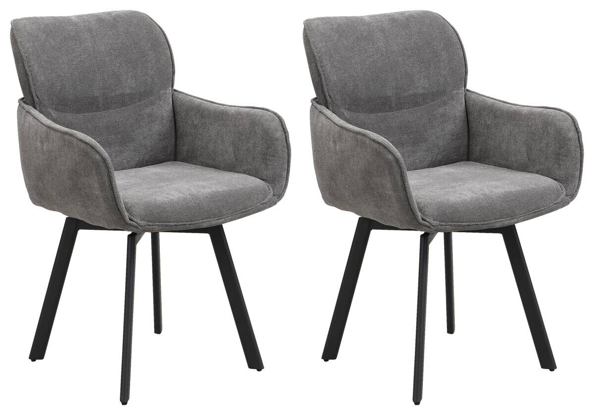 Stuhl RICO, 2er-Set schwarz grau Metall Stoff B/H/T: ca. 61x90x63 cm
