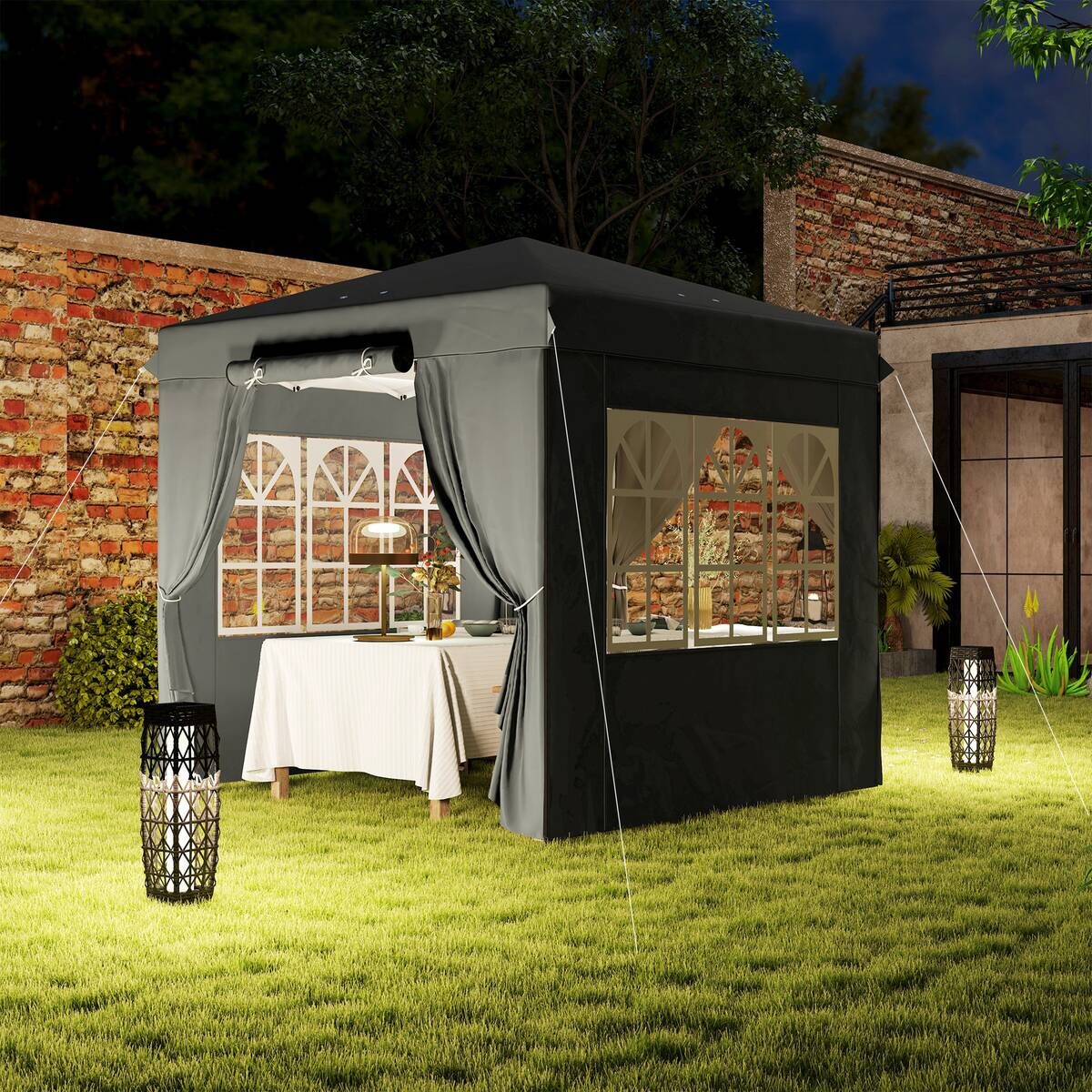 Outsunny Pavillon dunkelgrau Metall B/H/L: ca. 250x268x250 cm