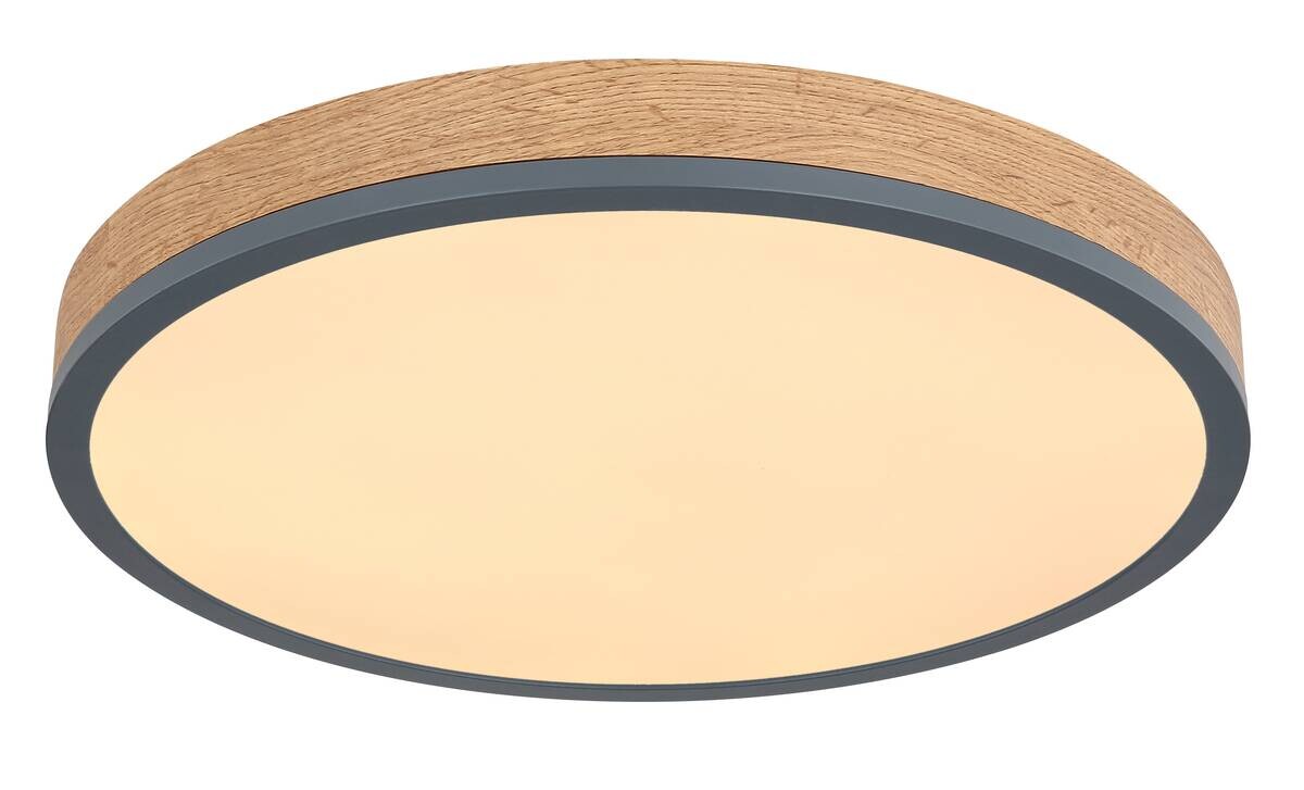 LED-Deckenleuchte Doro Holzoptik Graphit Kunststoff Metall Holz H/D: ca. 8,5x45 cm