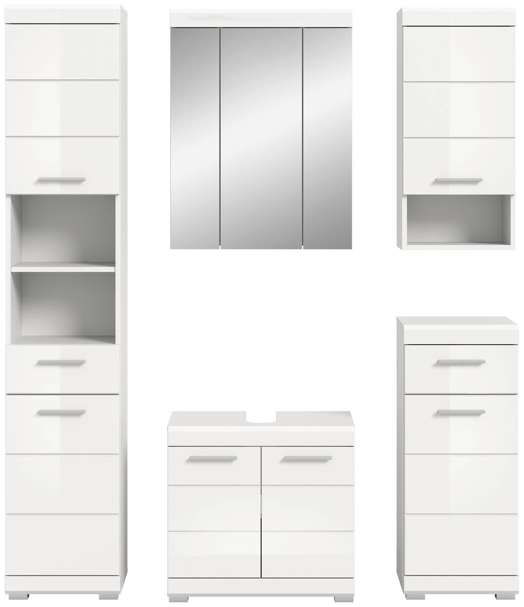 Badezimmer-Set Scout weiß weiß Hochglanz B/H/T: ca. 164x191x34 cm