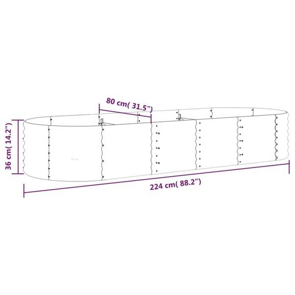 Hochbeet grau Stahl B/H/L: ca. 80x36x224 cm