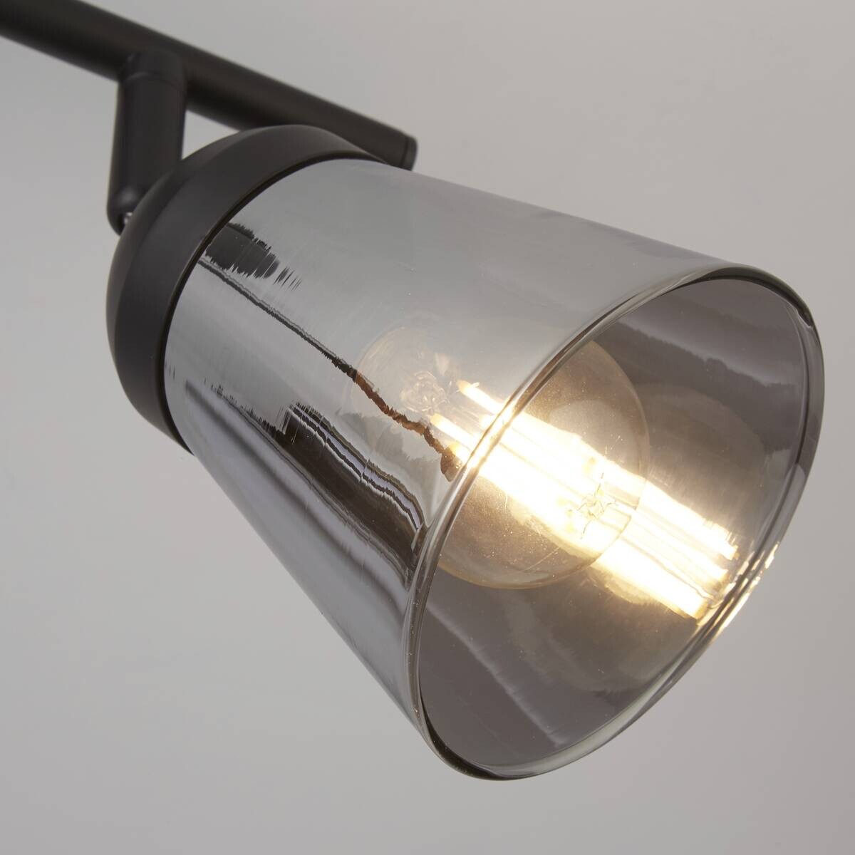 Searchlight Strahler Mega schwarz Glas Stahl B/H/L: ca. 25x20x50 cm E14 2 Brennstellen