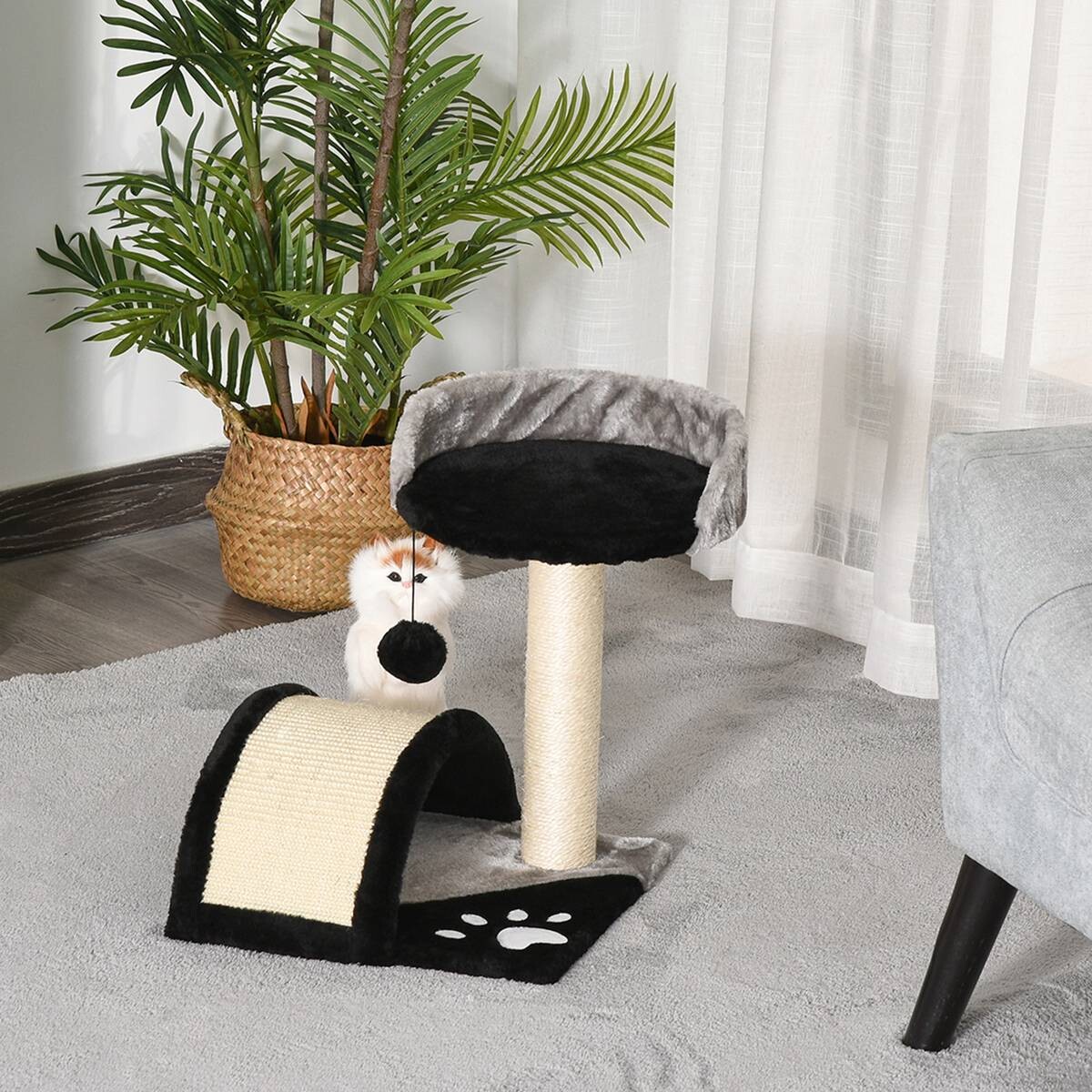 PawHut Katzenbaum schwarz MDF B/H/L: ca. 36x44x36 cm