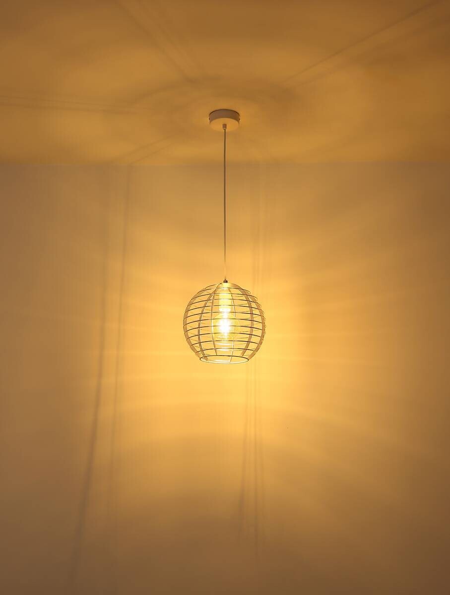 GLOBO Hängeleuchte Chrom weiß Metall Aluminium B/H/L: ca. 34x33x34 cm E27 1 Brennstellen