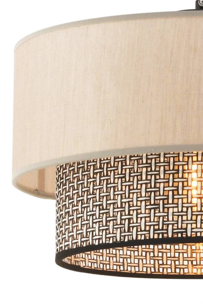 Opviq Pendelleuchte Echo grau beige Baumwolle B/H/T/L/D: ca. 30x65x30x30x30 cm E27 1 Brennstellen