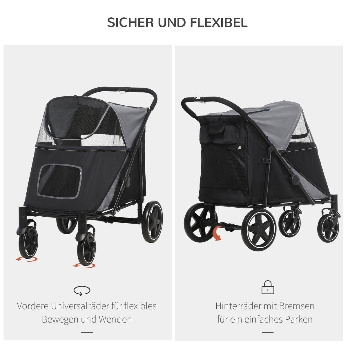 PawHut Hunde-Zubehör grau Edelstahl B/H/L: ca. 65x112x100 cm