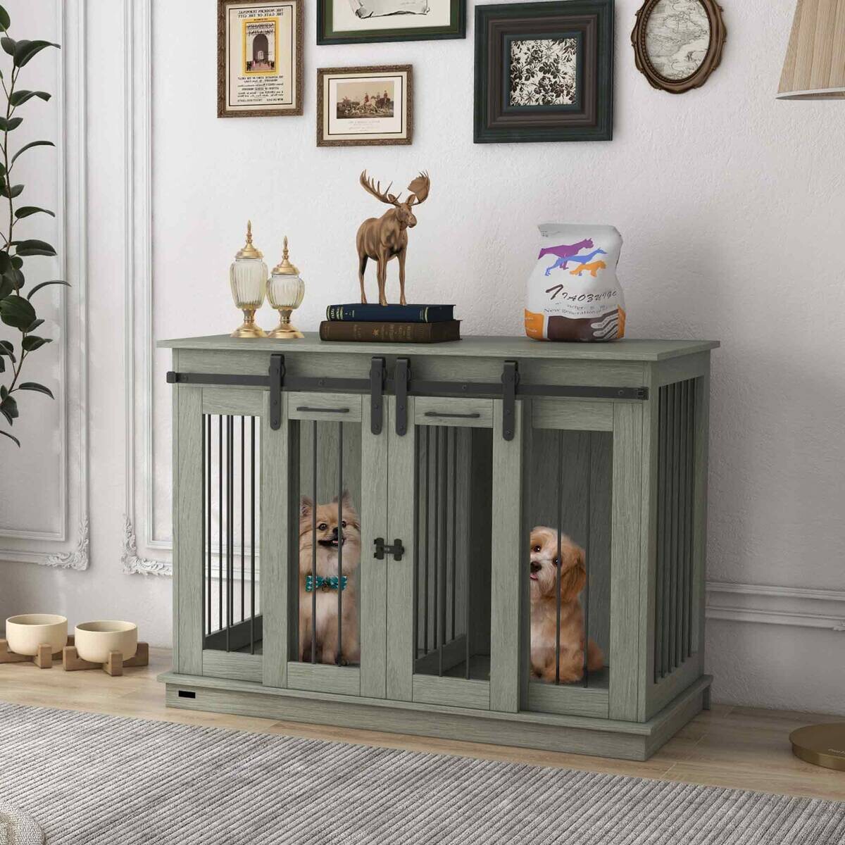 PawHut Hundekäfig grau MDF B/H/L: ca. 60x88,5x120 cm