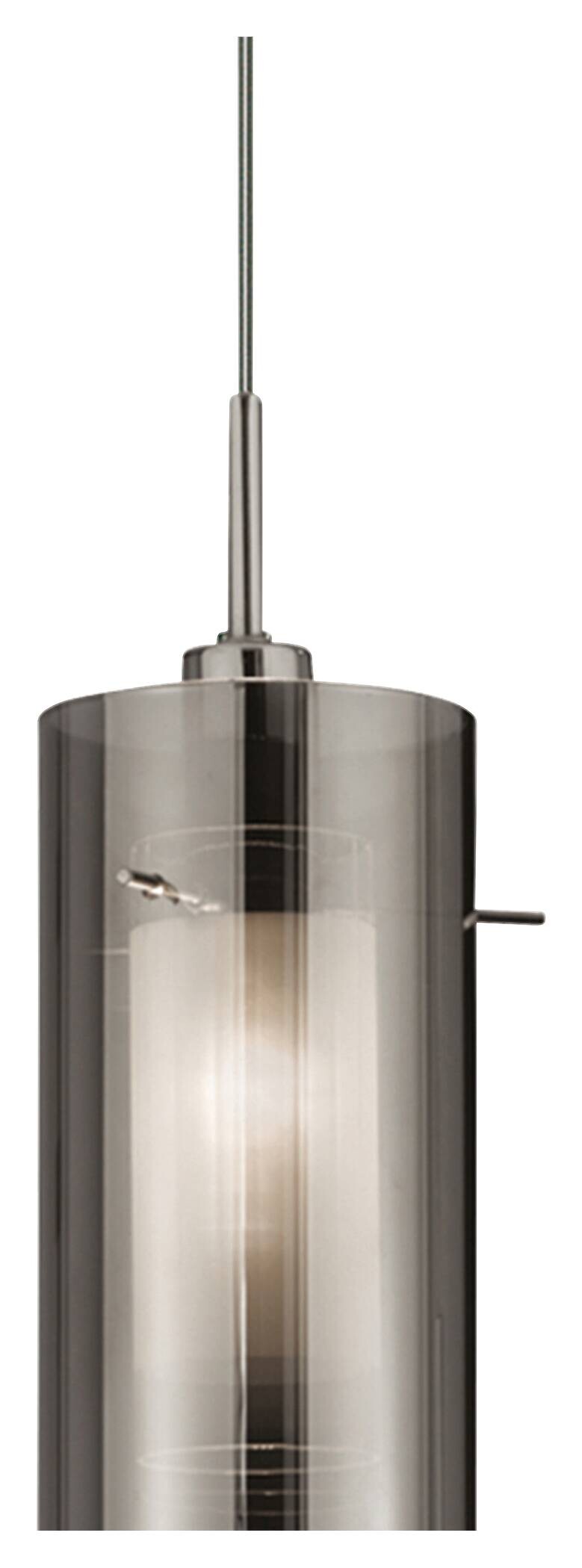 Searchlight Pendelleuchte Duo silber Glas Stahl B/H/L/D: ca. 13x120x13x13 cm E14 1 Brennstellen