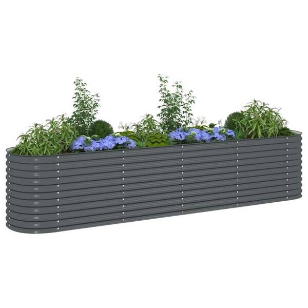 Garten-Hochbeet grau Stahl B/H/L: ca. 80x81x400 cm