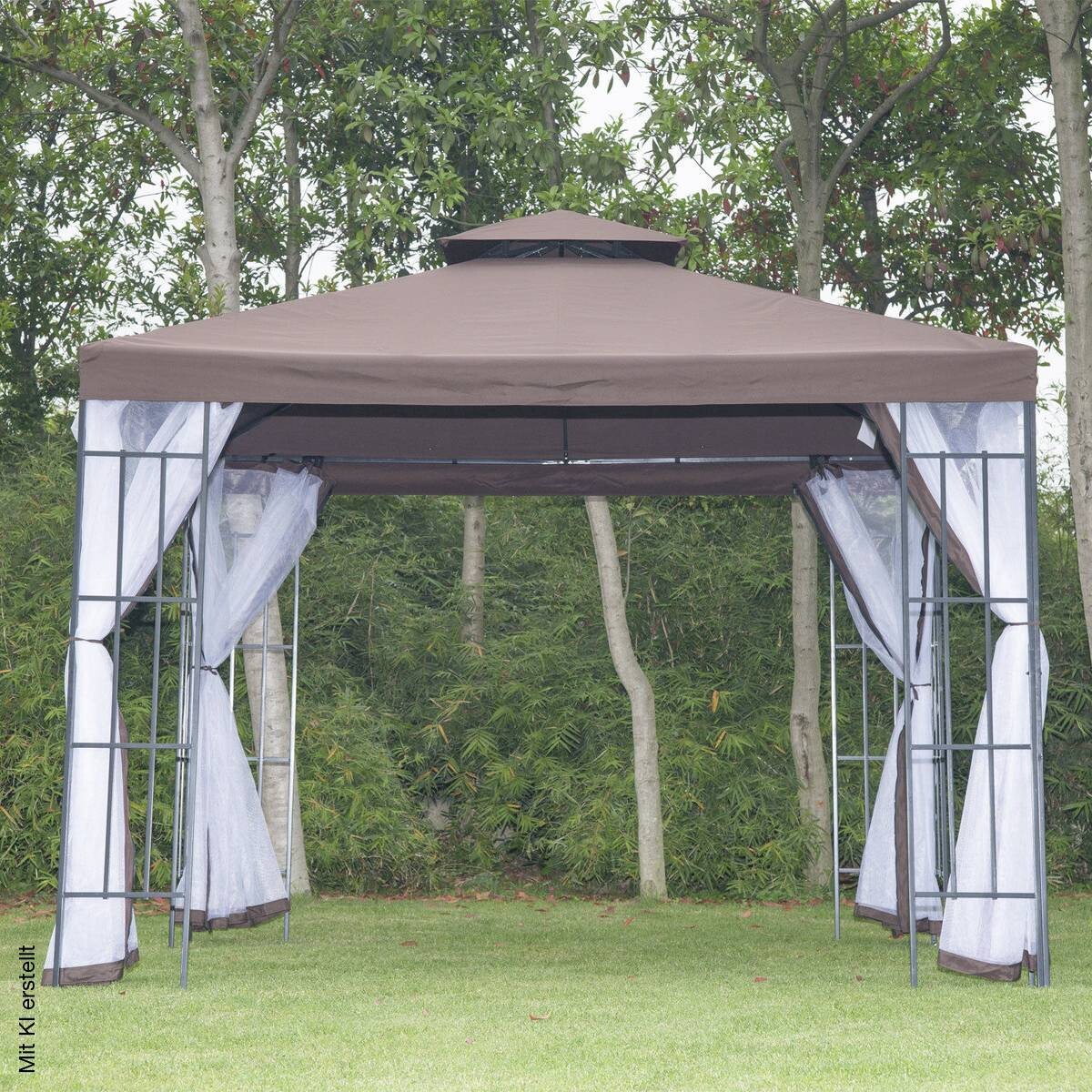 Outsunny Gartenpavillon café braun Stahl B/H/L: ca. 300x270x300 cm