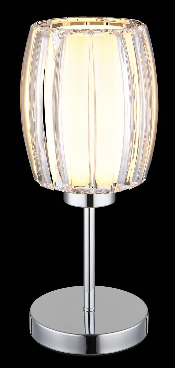 GLOBO Tischleuchte Chrom Opal schwarz Glas Metall Textil H/D: ca. 40x18 cm E27 1 Brennstellen