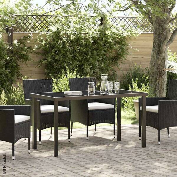vidaXL Gartentisch schwarz Metall B/H/L: ca. 70x73x140 cm