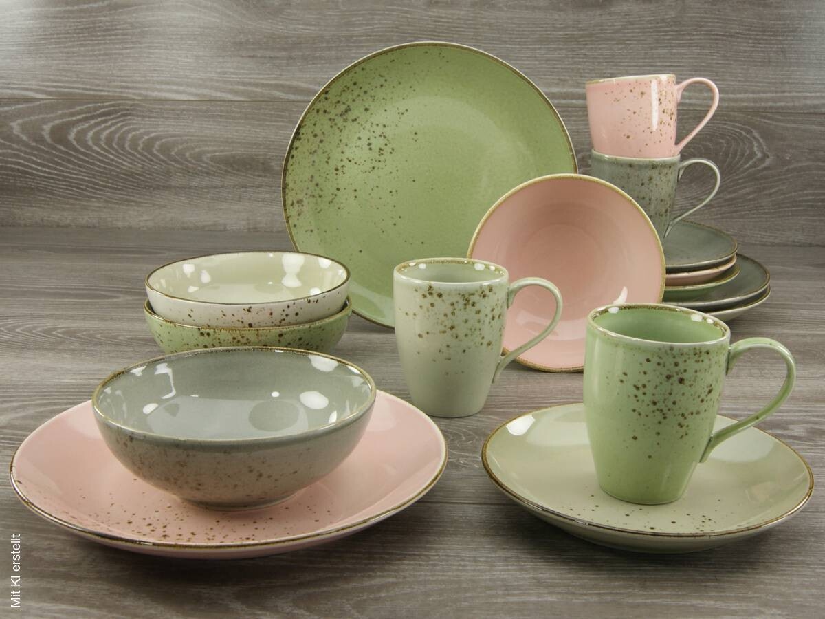 CreaTable Kombiservice Nature Collection VINTAGE GARDEN multicolor Steinzeug 16 tlg.