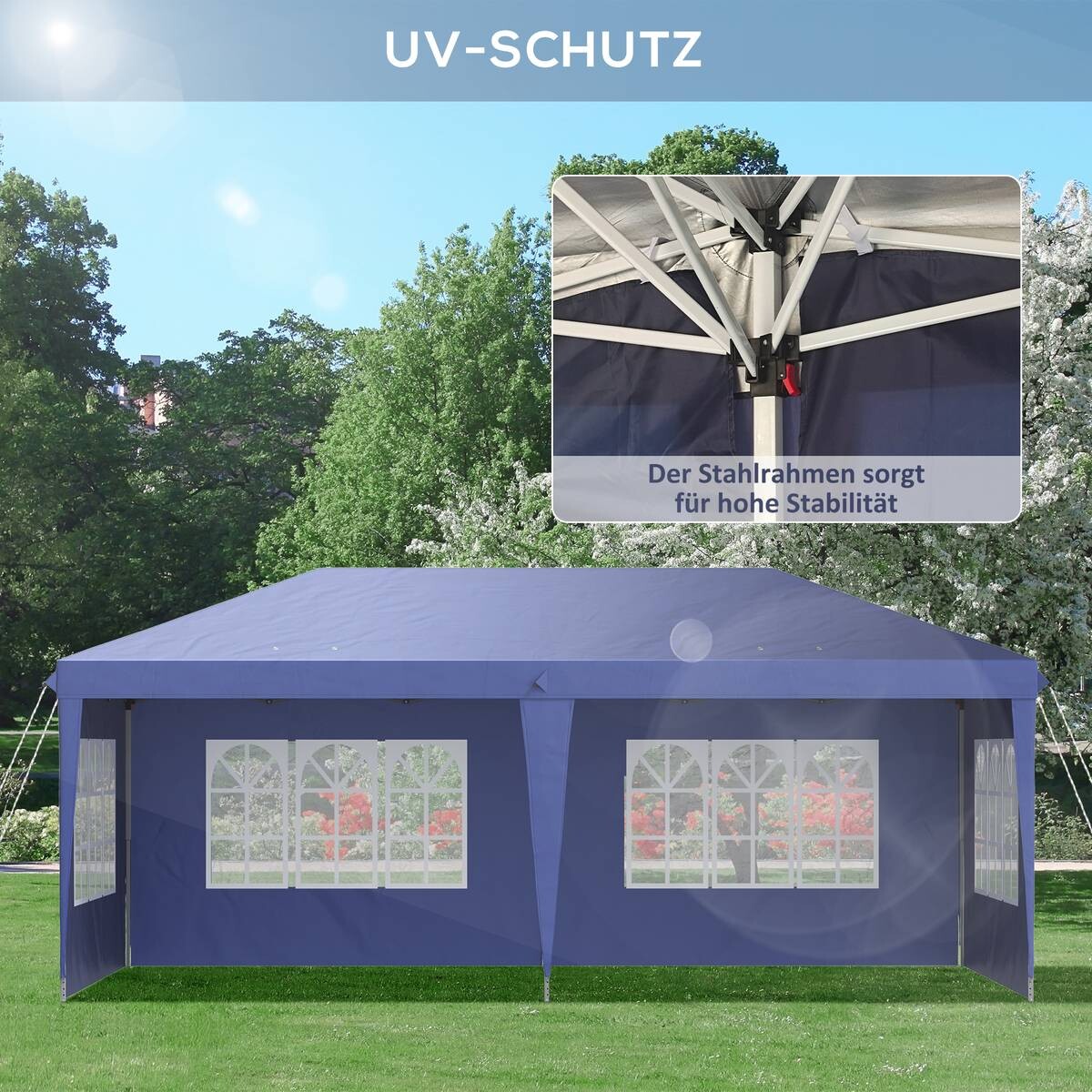 Outsunny Faltpavillon blau Polyester B/H/L: ca. 295x270x585 cm