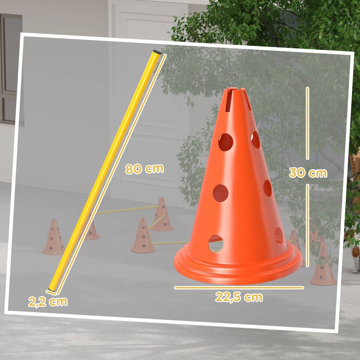 PawHut Hund Agility Set orange Kunststoff B/H/L: ca. 22,5x30x80 cm