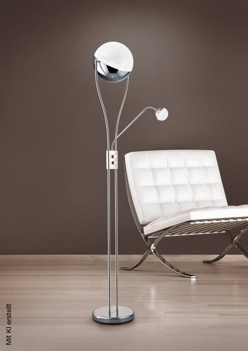 Reality Stehlampe Kris Chrom weiß Metall H: ca. 180 cm