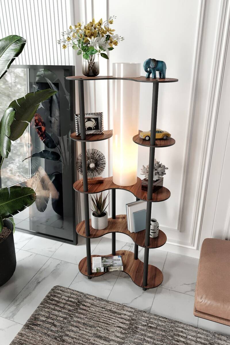 Opviq Stehleuchte nussbaum PVC MDF B/H/T/L/D: ca. 17x150x17x17x17 cm E27 1 Brennstellen