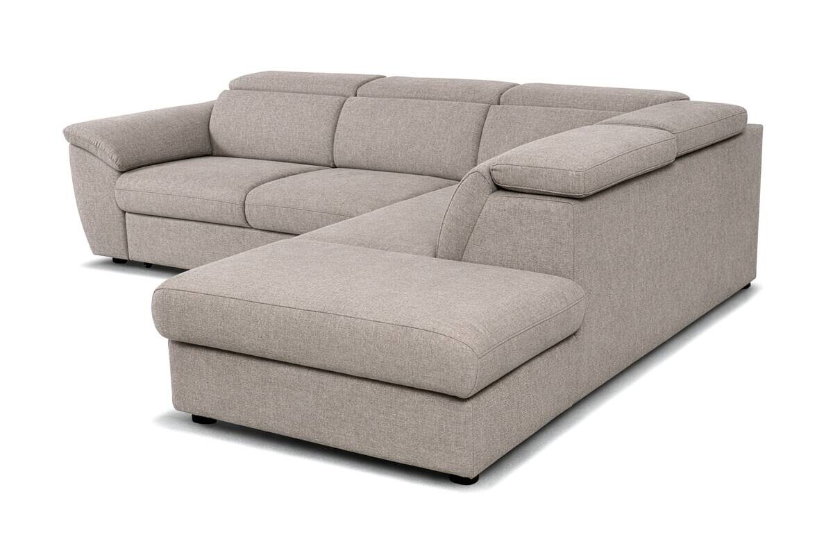 Ecksofa mit Bettfunktion und Bettkasten Greige Flachgewebe B/H/T: ca. 280x108x235 cm