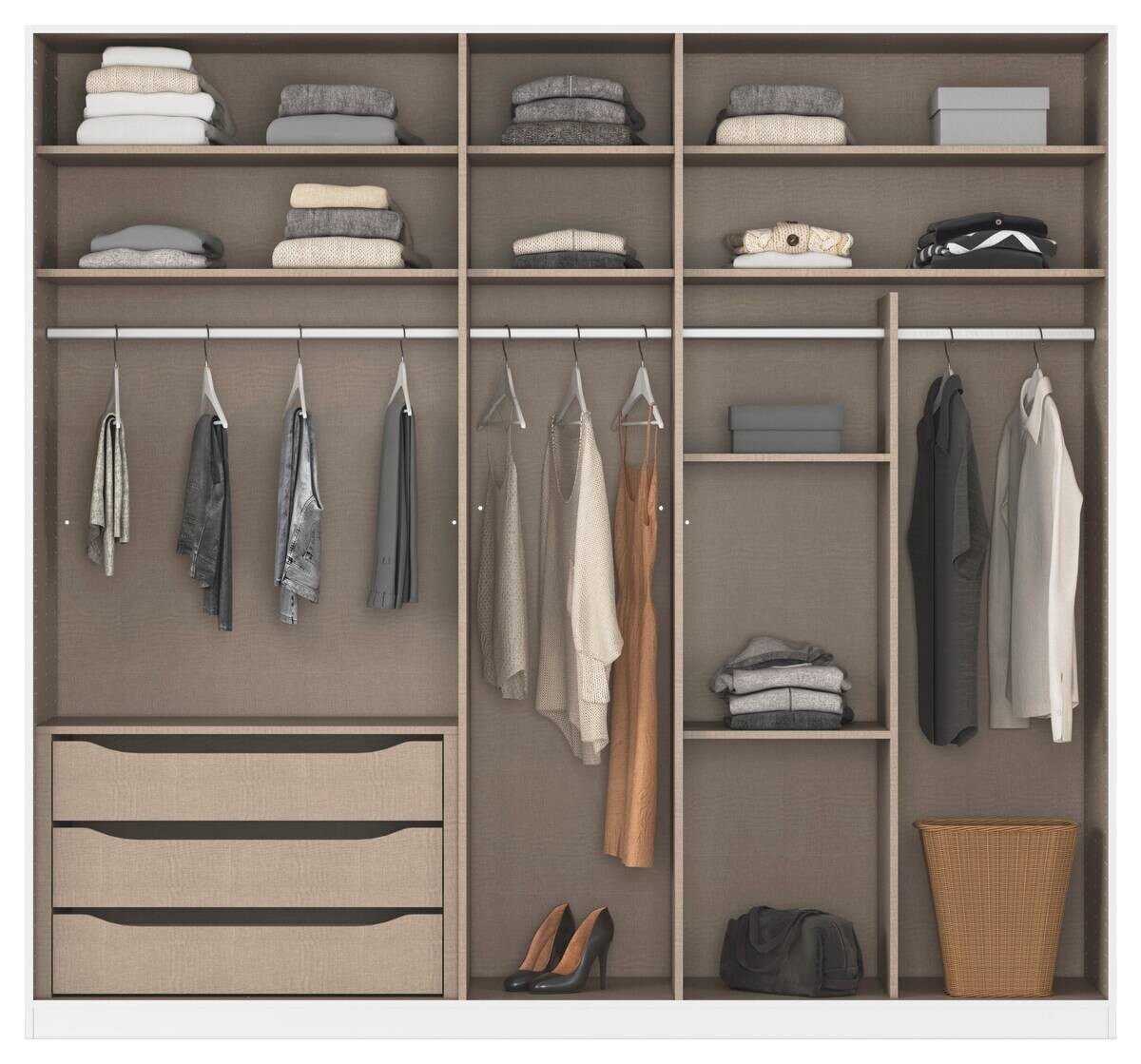 Kleiderschrank Alabama grau B/H/T: ca. 225x210x54 cm