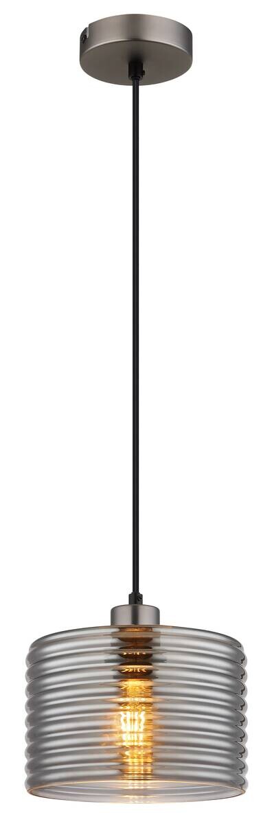 GLOBO Pendelleuchte LEVINA schwarz Metall Glas H/D: ca. 120x2 cm E27 1 Brennstellen