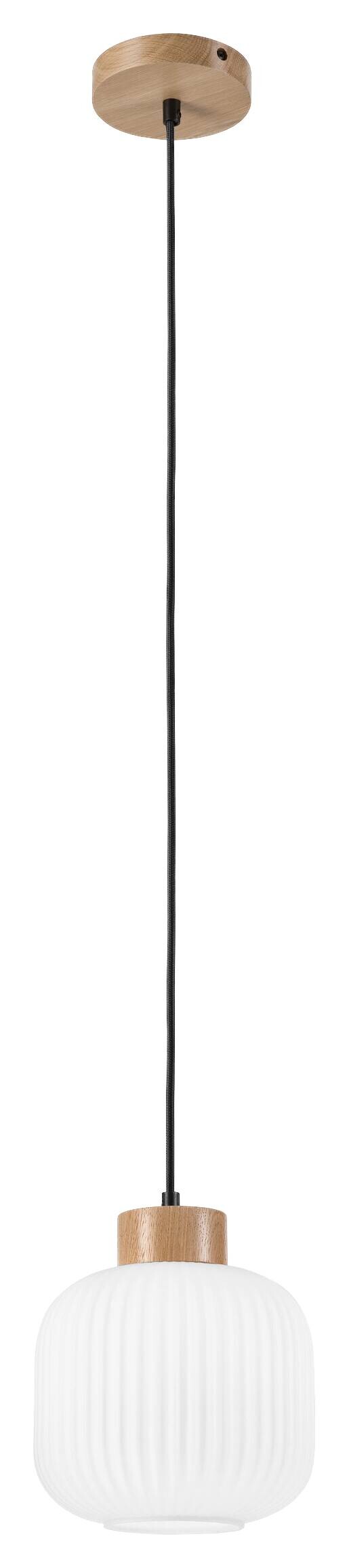 Lamkur Hängeleuchte Harmony weiß Eiche Glas Holz B/H/L: ca. 20x105x20 cm 1 Brennstellen