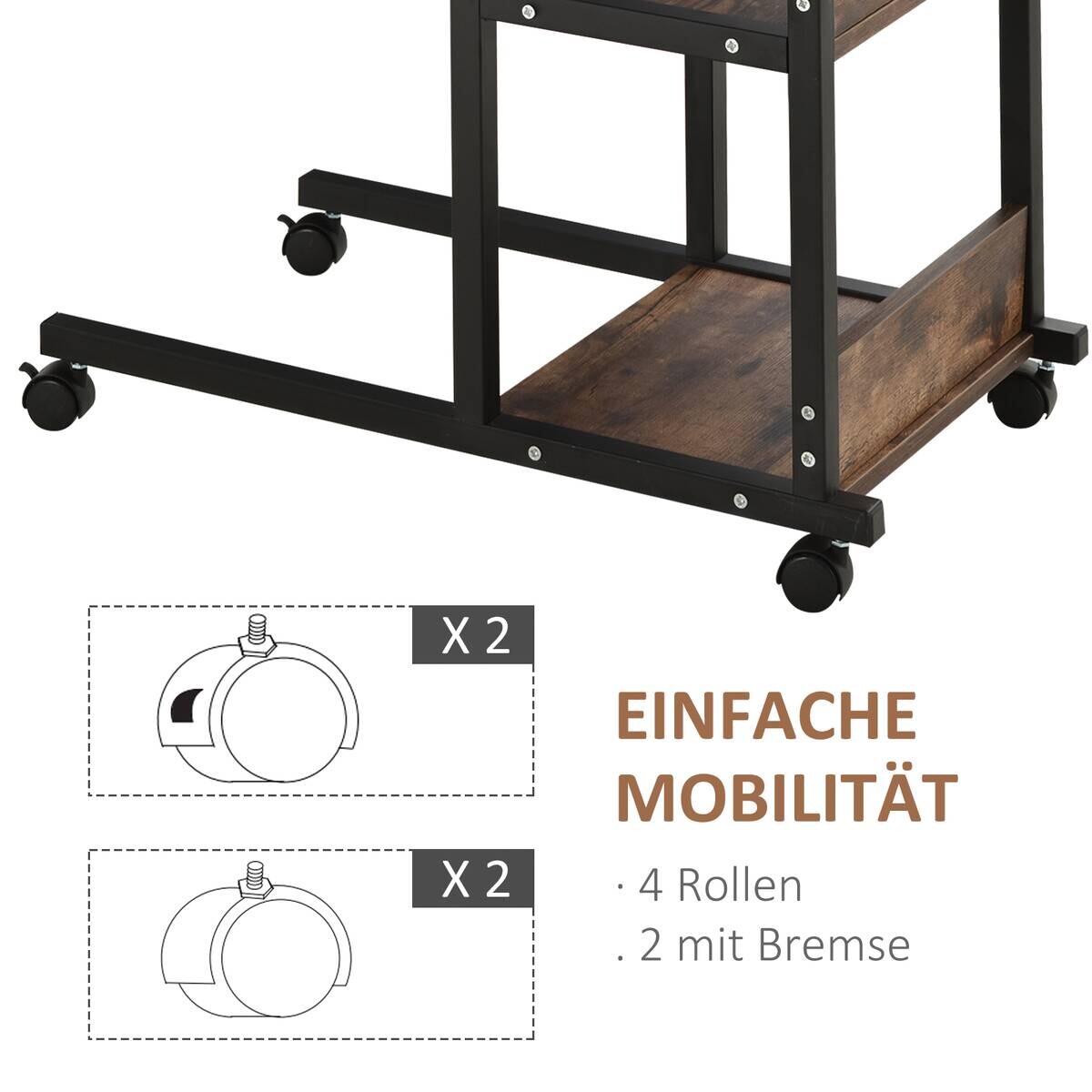 Beistelltisch braun dunkel Nachbildung B/H/T: ca. 80x72x40 cm