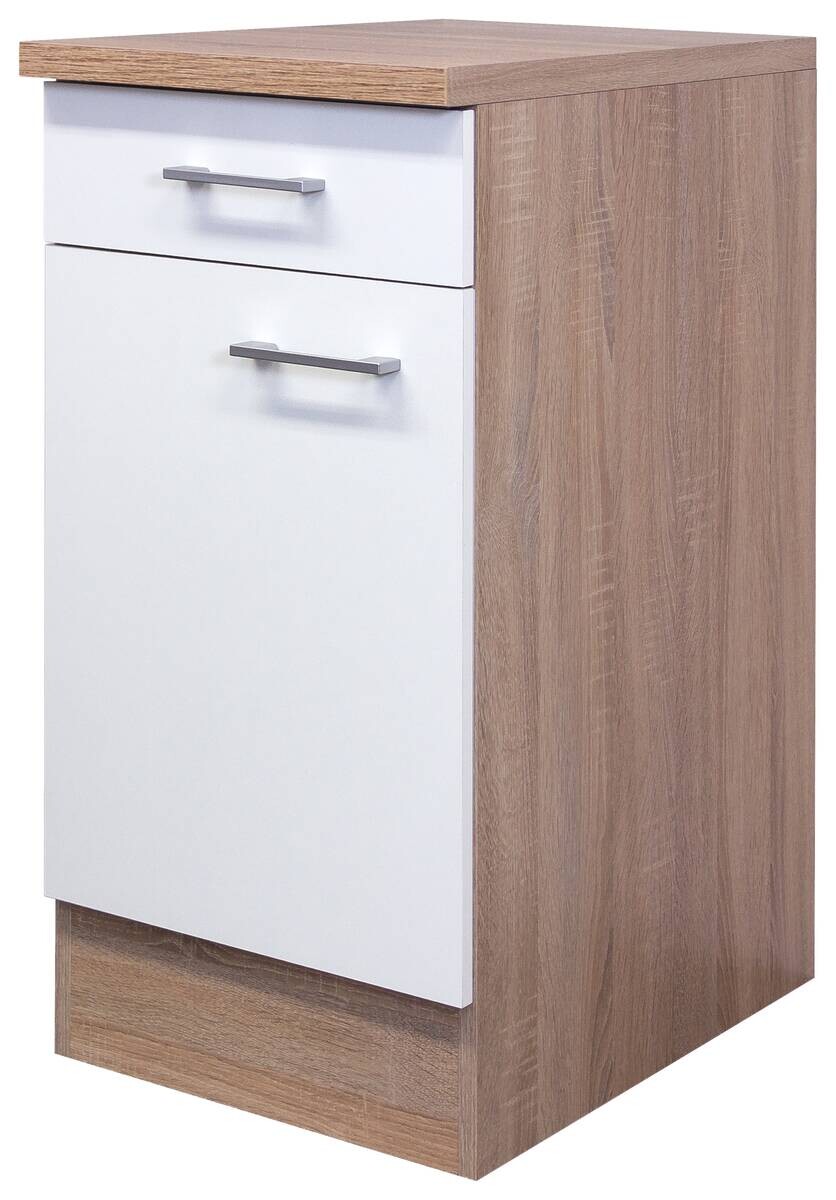 Spülenschrank Samoa weiß Eiche Nachbildung B/H/T: ca. 100x85x60 cm | weiß | 100,00/85,00/60,00 cm