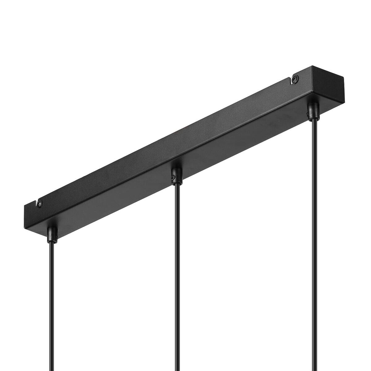 Lamkur Hängeleuchte schwarz Eiche Stahl Holz B/H/L: ca. 15,5x85x59 cm E27 3 Brennstellen
