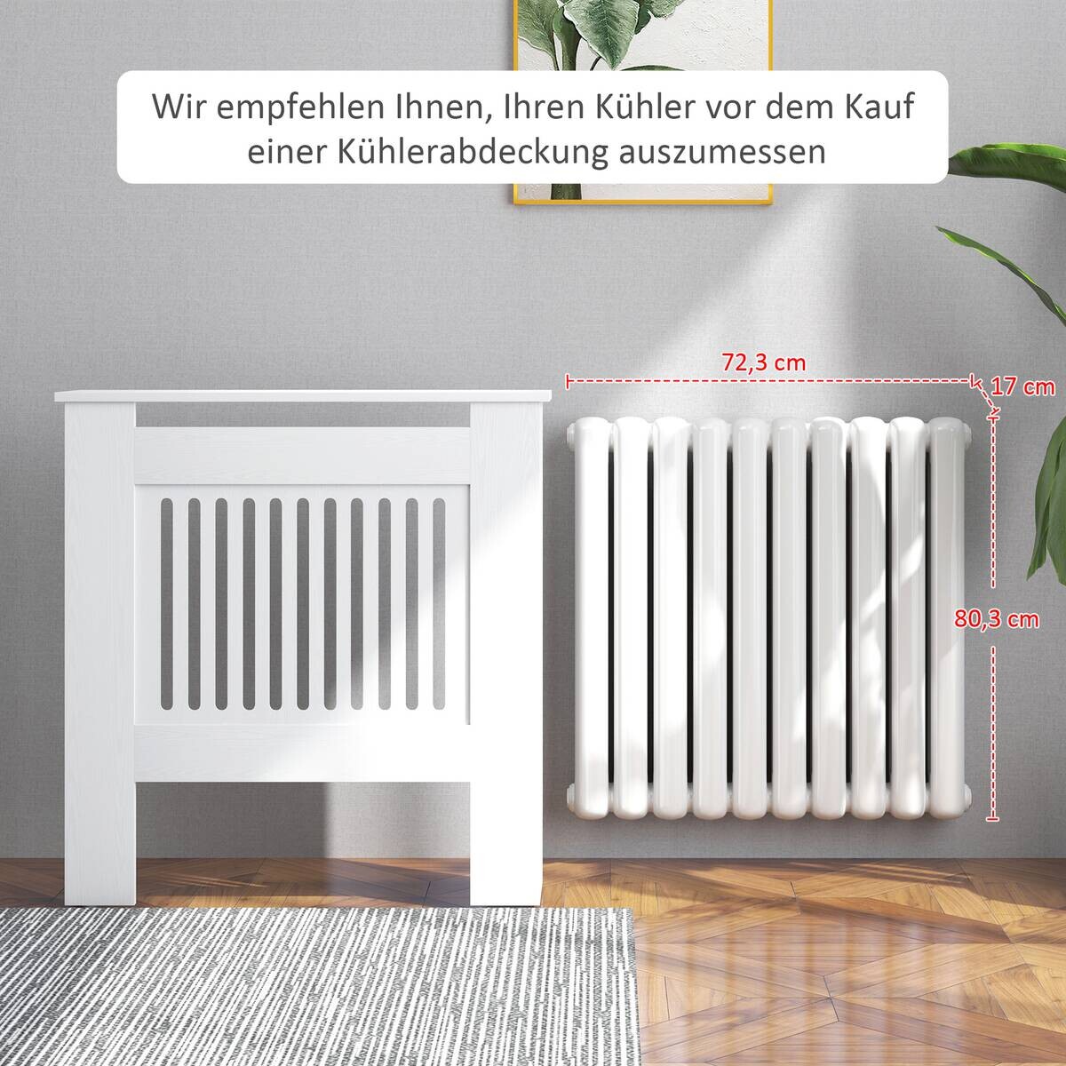 HOMCOM Heizkörperverkleidung weiß B/H/T: ca. 79x81x19 cm