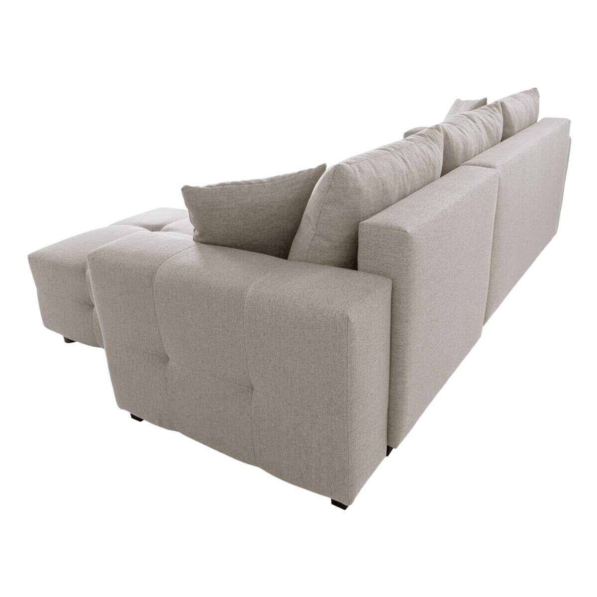 Ecksofa mit Bettfunktion und Bettkasten hellgrau Webstoff B/H/T: ca. 247x83x162 cm