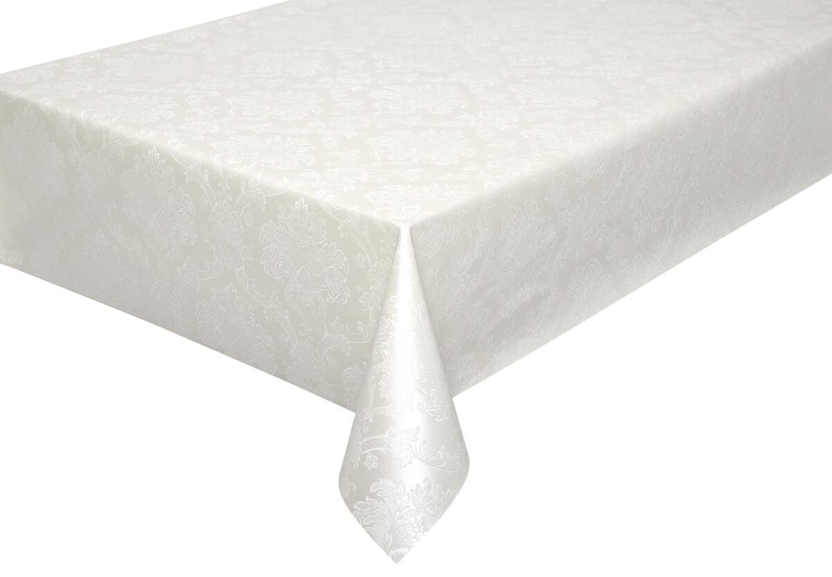 Polyline Abwaschbarer Tischbelag Ornament weiß 50% Polyester B: ca. 140 cm