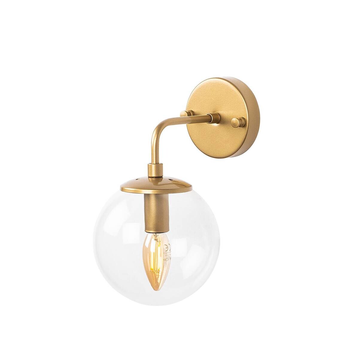 Opviq Wandleuchte gold Metall Glas B/H/L: ca. 21x27x15 cm E14 1 Brennstellen
