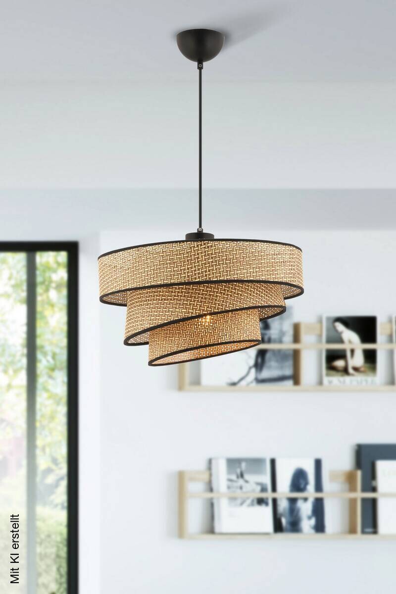 Opviq Pendelleuchte Couper beige schwarz Baumwolle Metall B/H/L: ca. 40x72x40 cm E27 1 Brennstellen
