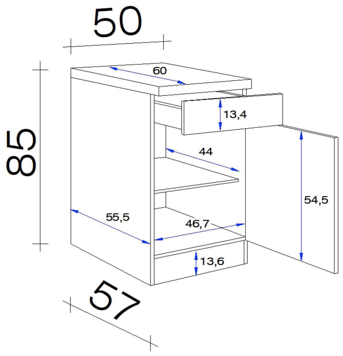 Flex-Well Unterschrank Lucca weiß matt B/H/T: ca. 50x85x60 cm