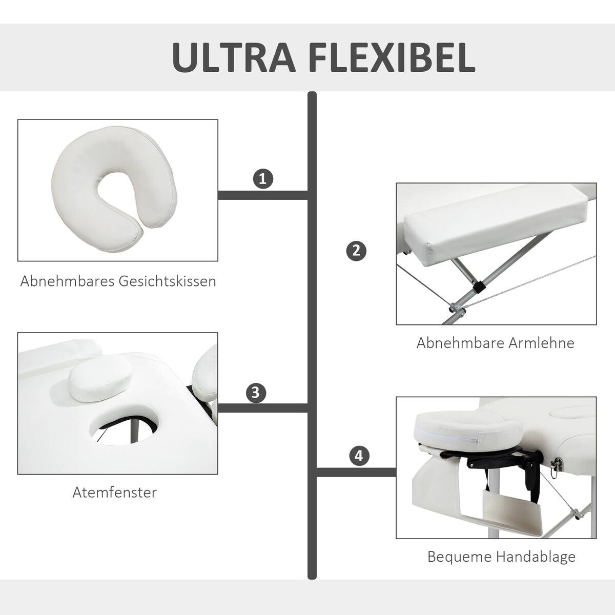 HOMCOM Massageliege weiß PVC B/H/L: ca. 60x215x84 cm