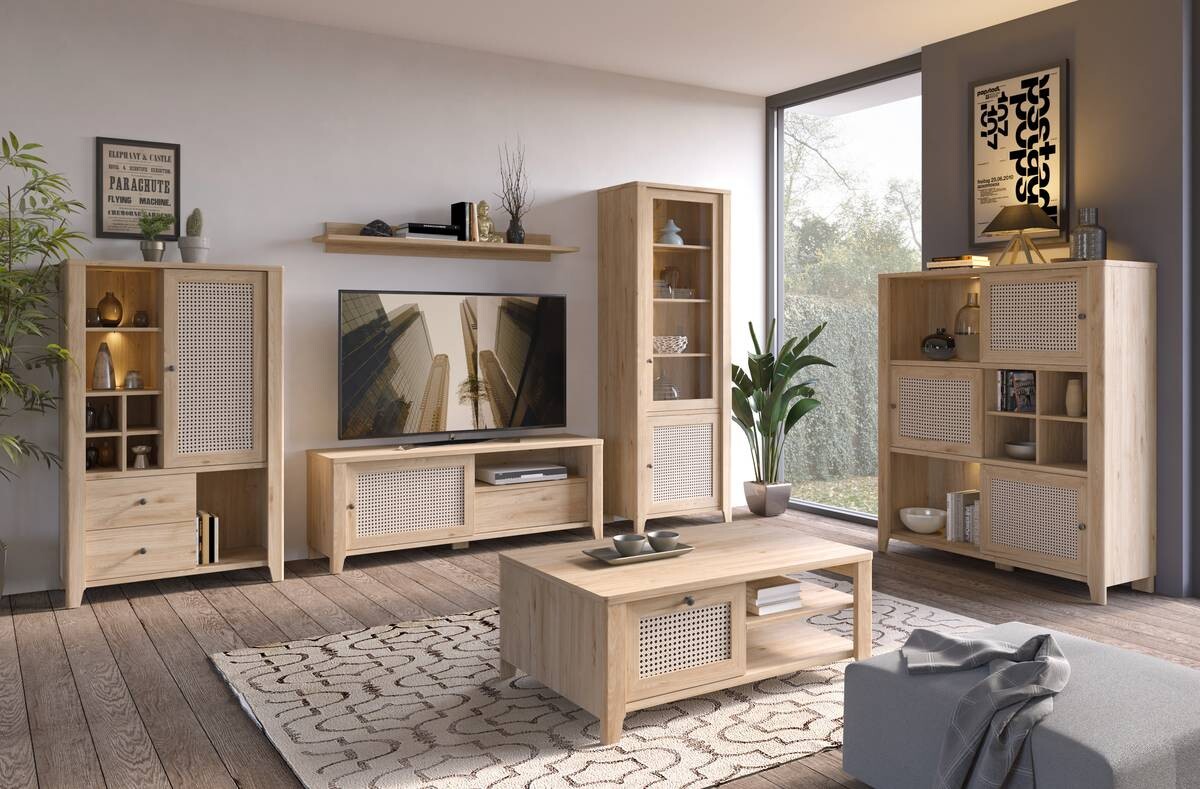 Standvitrine Cestino Jackson Hickory Nachbildung B/H/T: ca. 73x206x42 cm