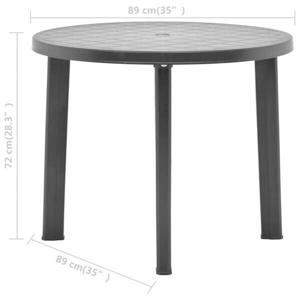 vidaXL Gartentisch anthrazit Kunststoff B/H/L: ca. 72x89x89 cm