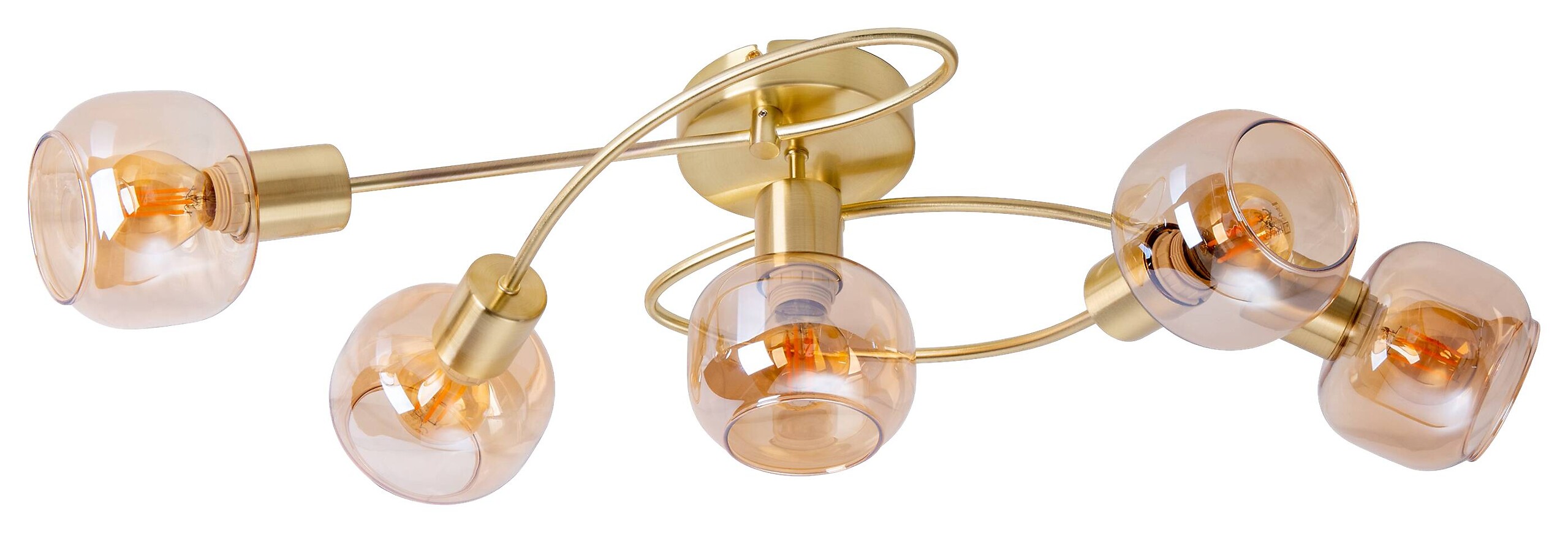 Näve Leuchten Spotleuchte 1390145 messing Metall Glas B/H/T: ca. 36x21x61 cm E14 5 Brennstellen