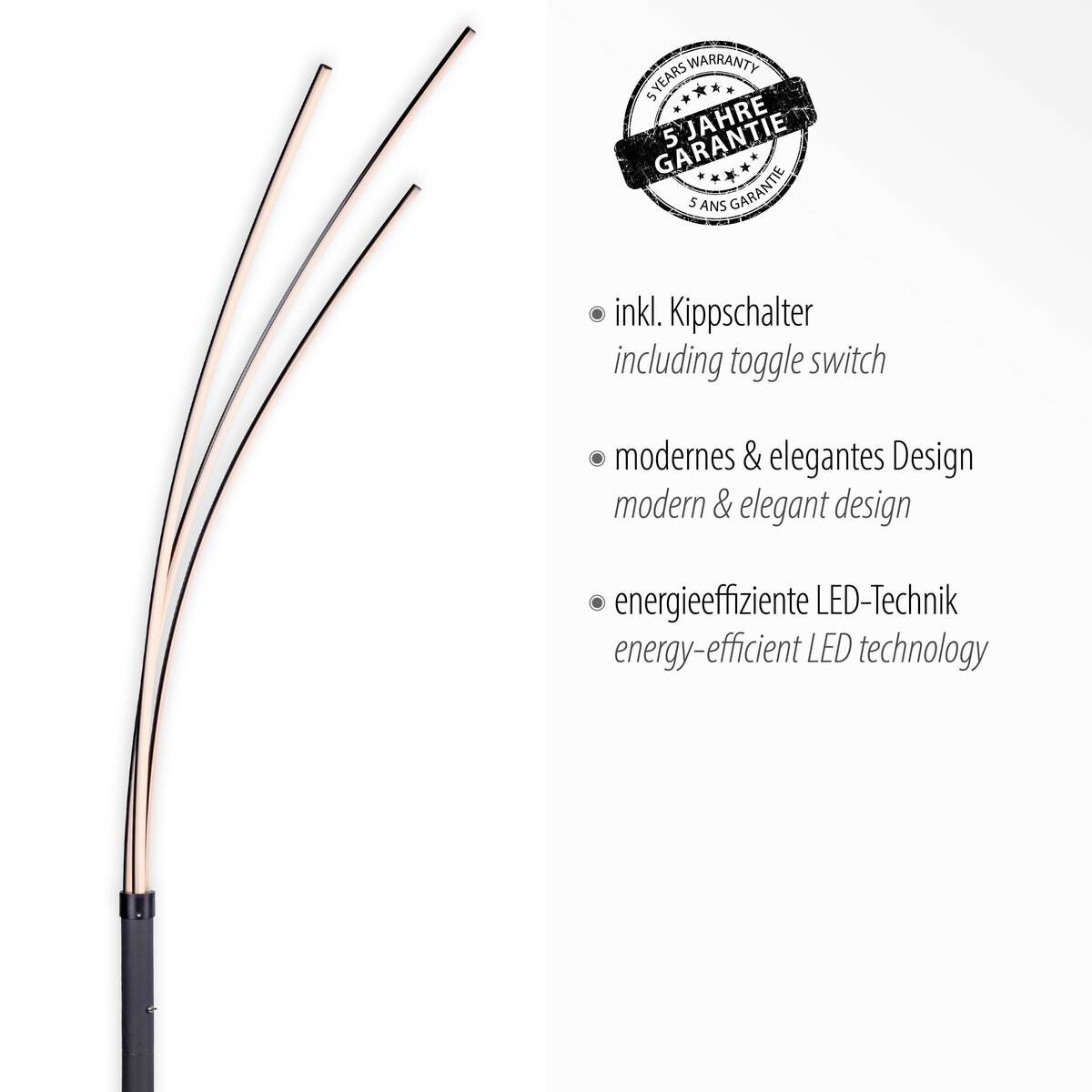 Just Light Stehlampe MAJA 15383-18 schwarz Eisen Kunststoff B/H/T: ca. 58x215x80 cm 3 Brennstellen