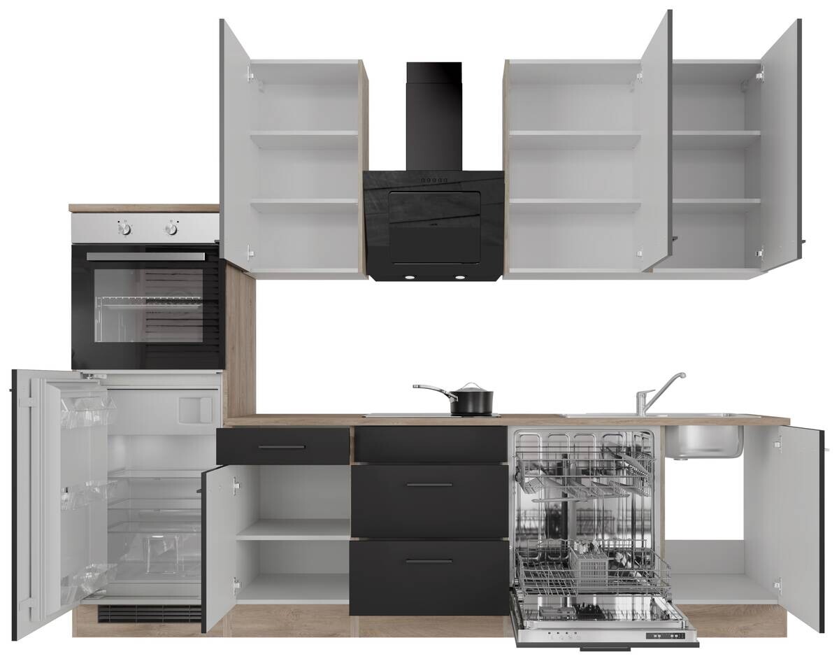 Küchenblock Capri schwarz matt B/H/T: ca. 280x234x60 cm